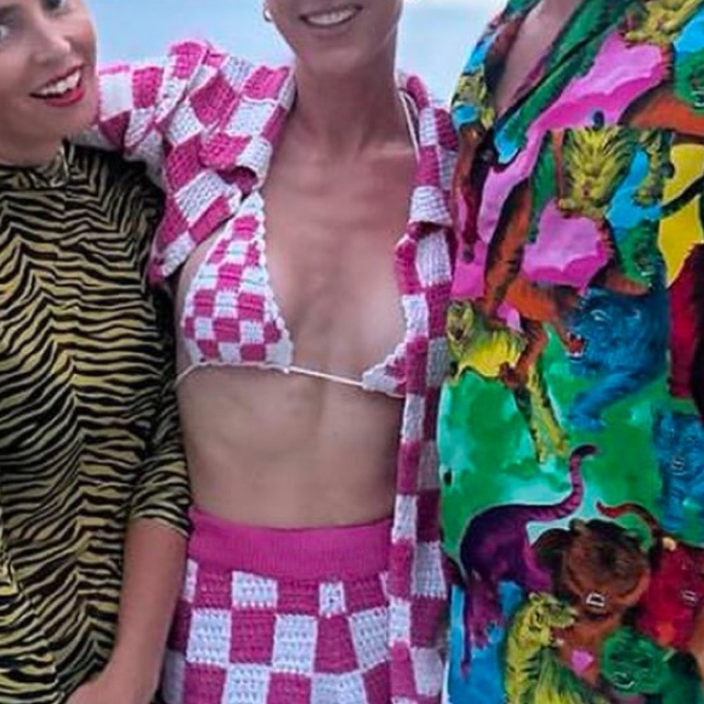 Frankie’s Bikini // Checkered crochet 3 piece set (bikini top, shirt, shorts)